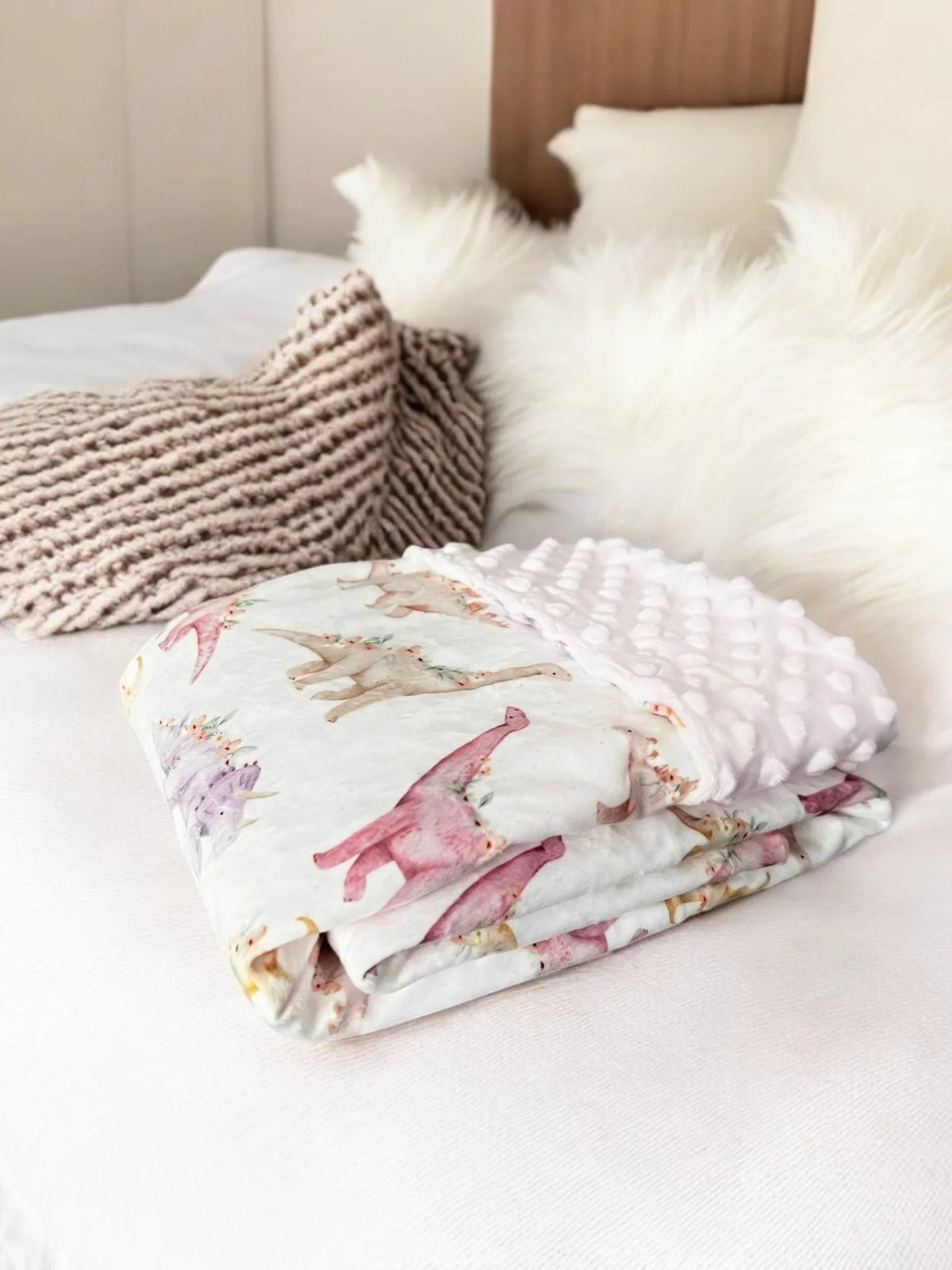 Couverture Minky Dino Rose