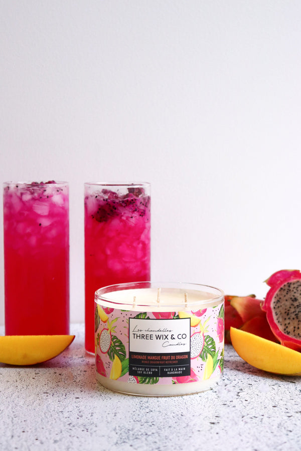 Chandelle À 3 Mèches Limonade Mangue & Fruit Du Dragon
