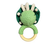 Hochet Bois Et Crochet Mignon Dinosaure Vert