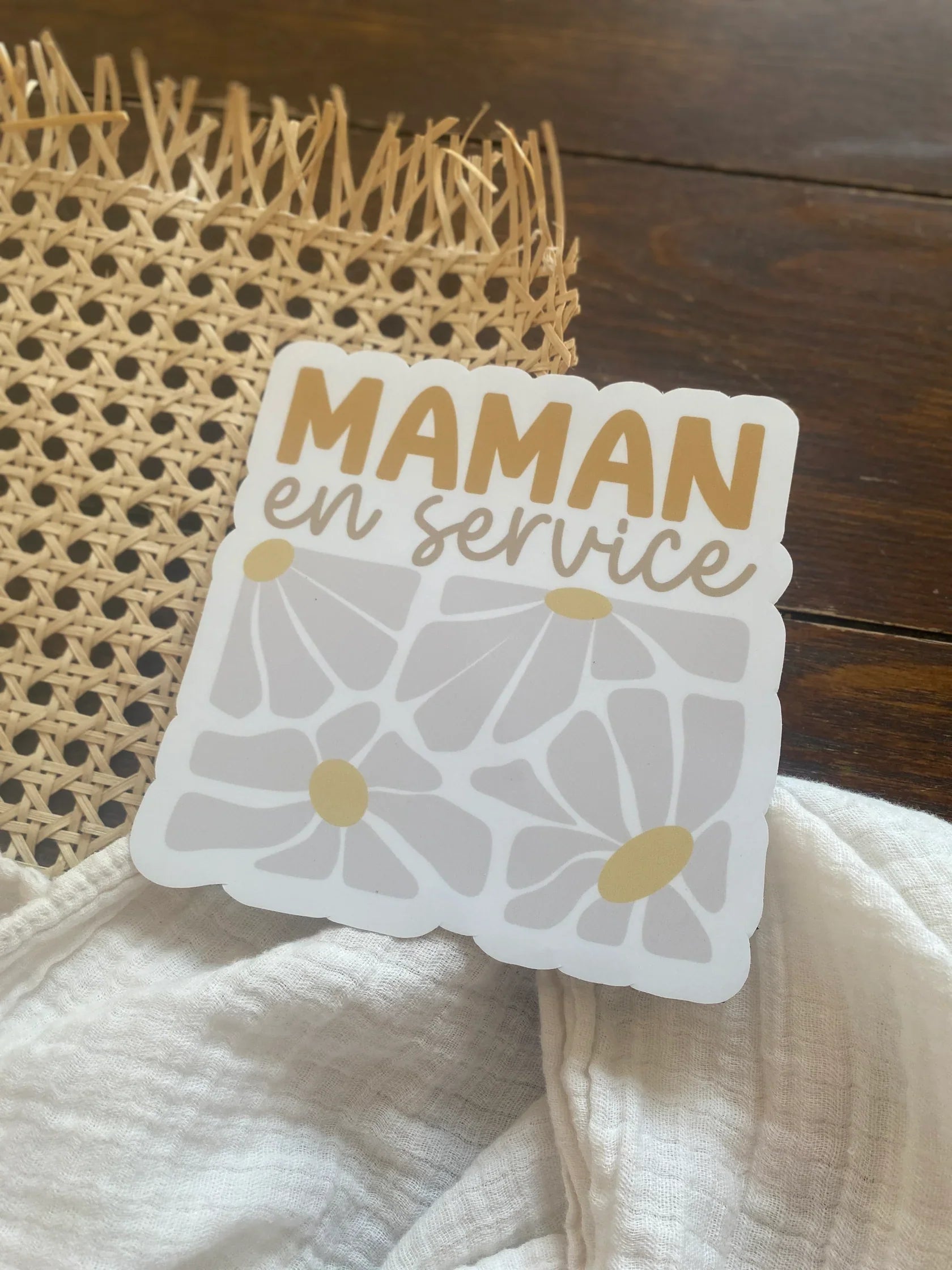 Autocollant Voiture « Maman En Service» Marguerites