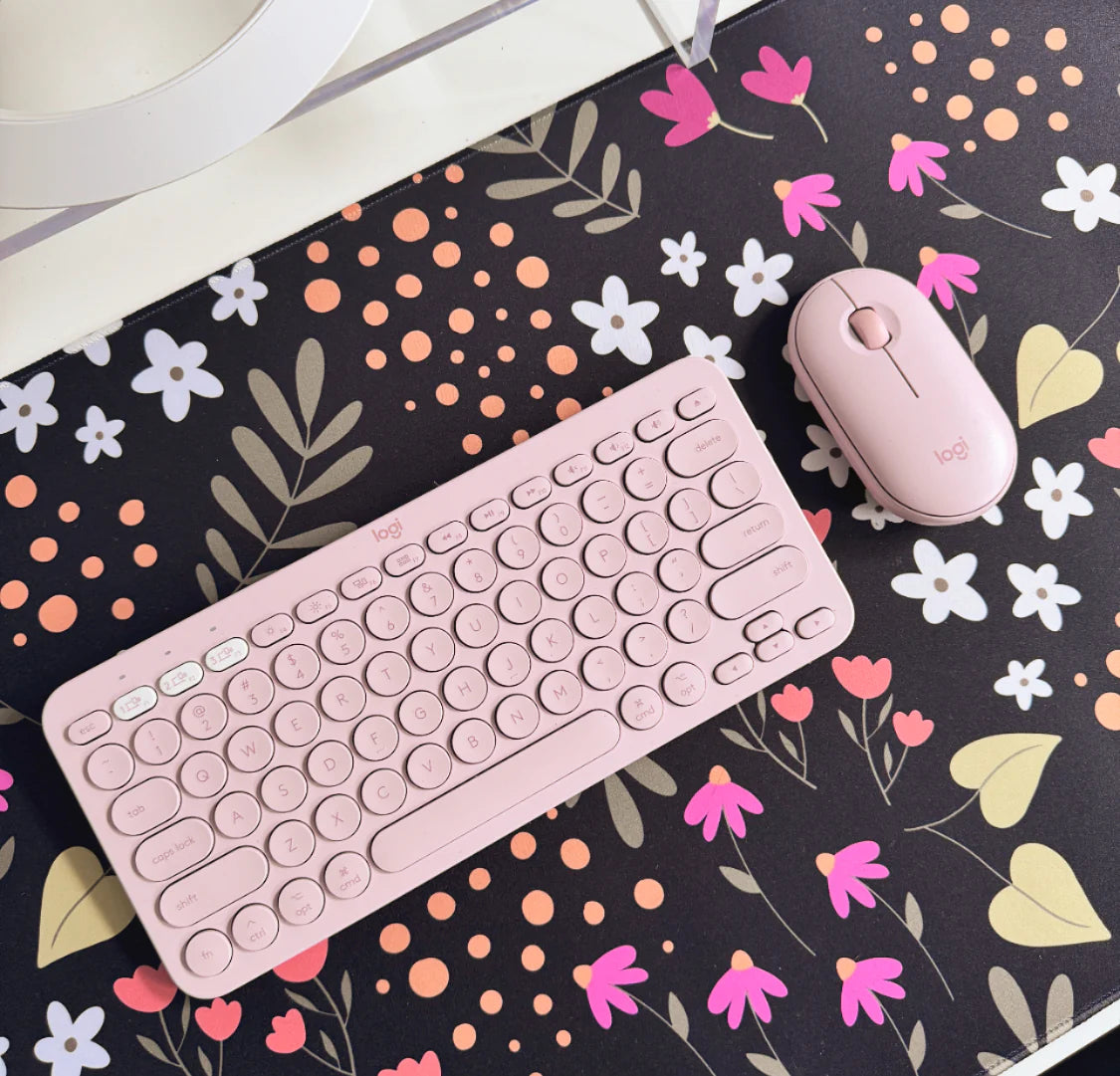 Tapis De Bureau Fleuri Noire