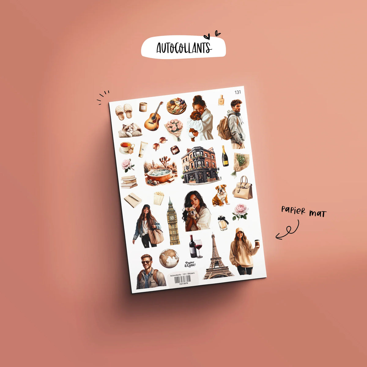 Autocollant 131 Un Latté À Paris