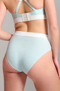 Culotte Taille Haute Coton Biologique Côtelé Bleu Aqua