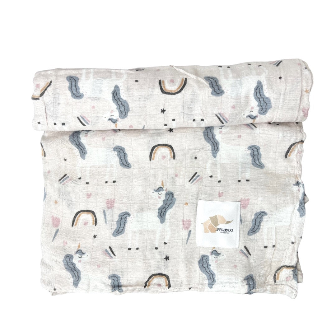 Mousseline Coton Licornes