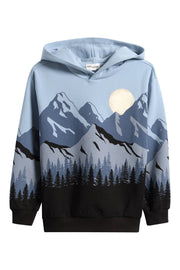 Chandail À Capuche Dusty Blue Imprimé Nuit En Forêt