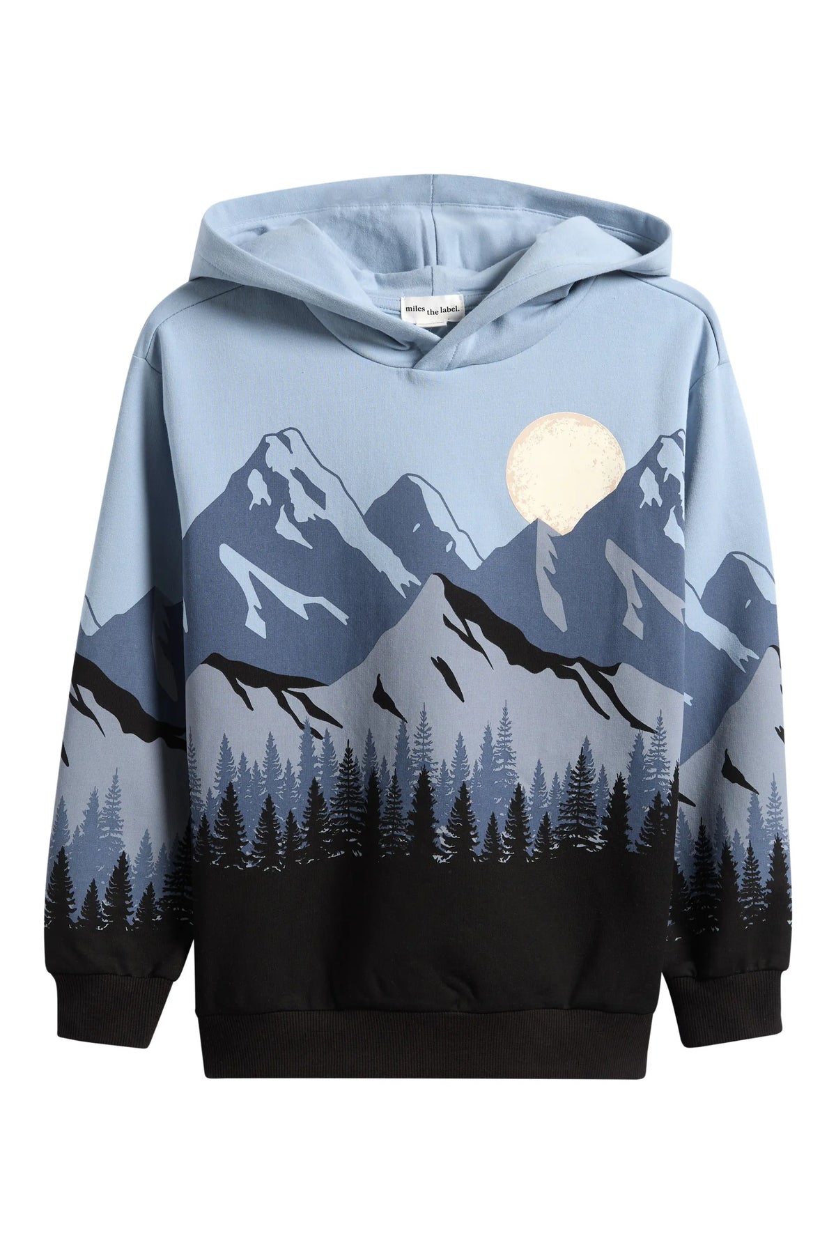 Chandail À Capuche Dusty Blue Imprimé Nuit En Forêt