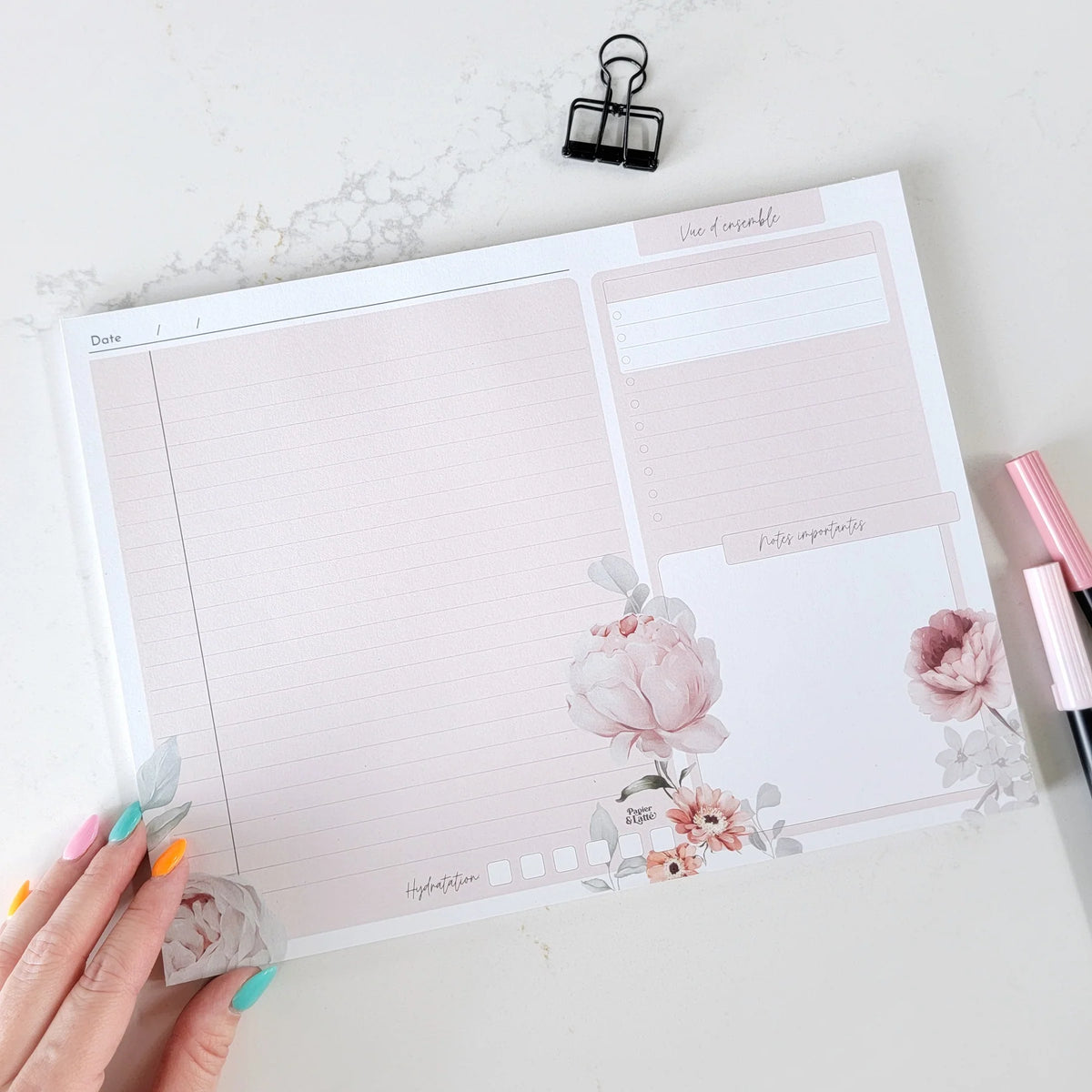 Planificateur Bureau Pivoines