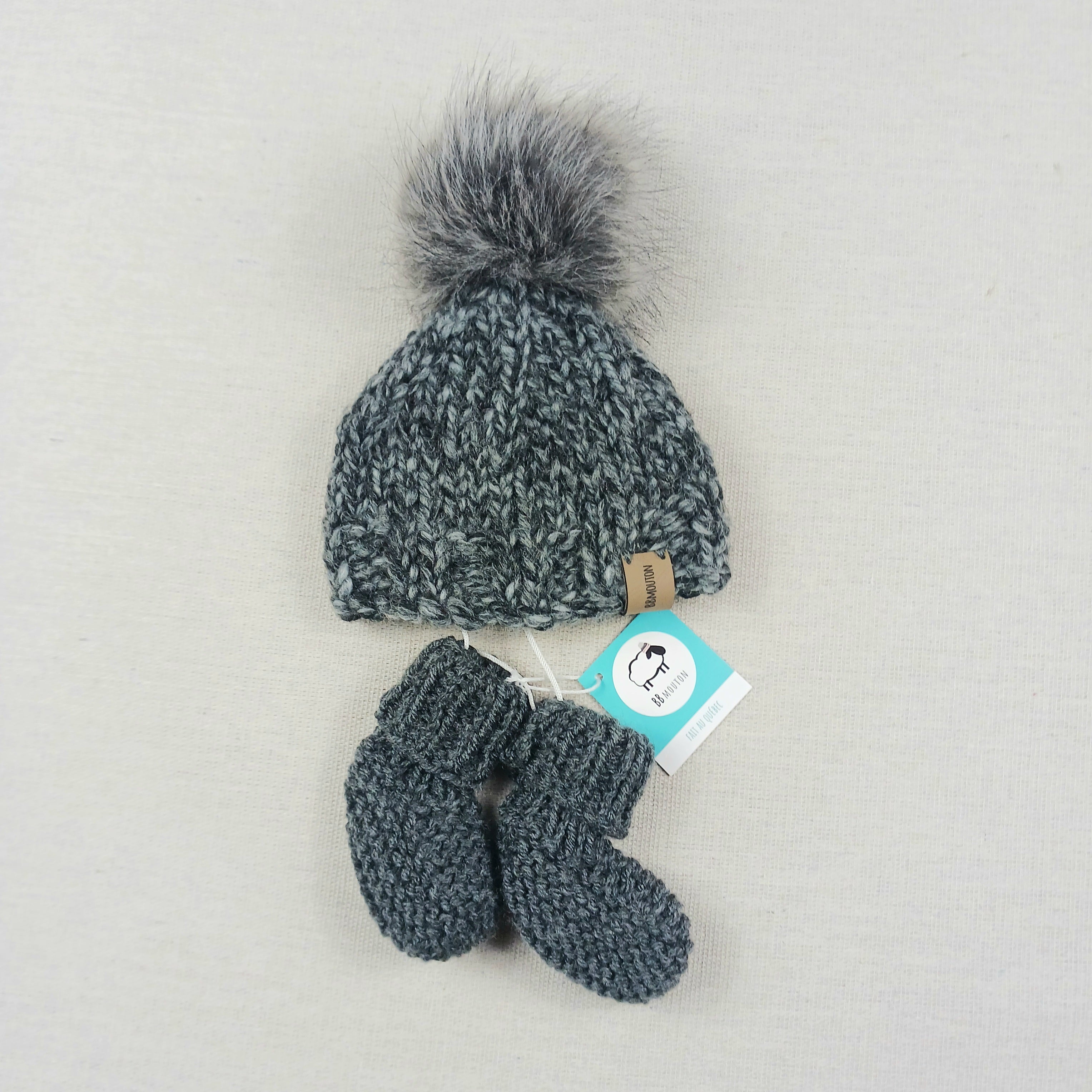 Tuque Grise Foncé Et Bas Charcoal (Naissance)