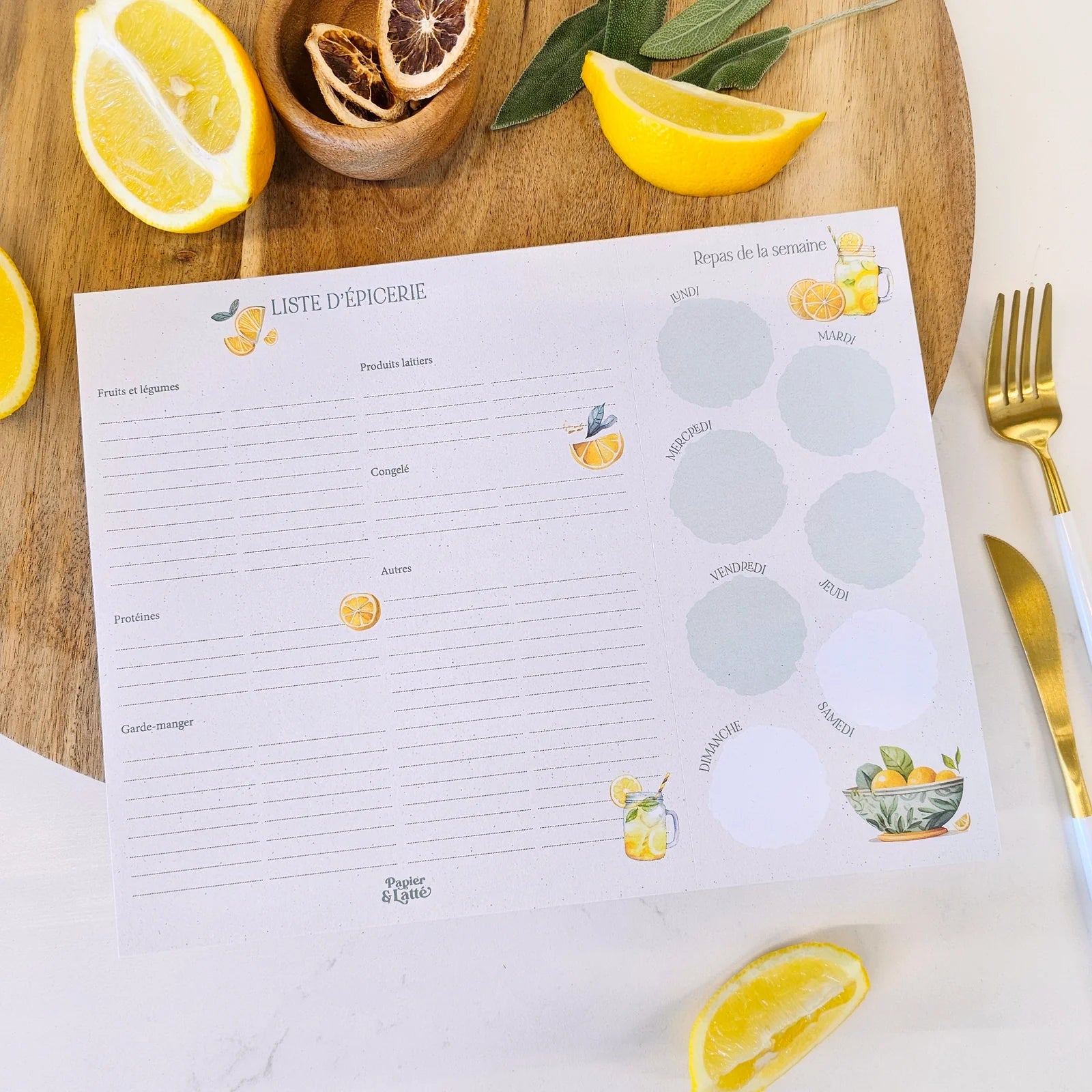 Planificateur De Repas Liste XXL Citrons