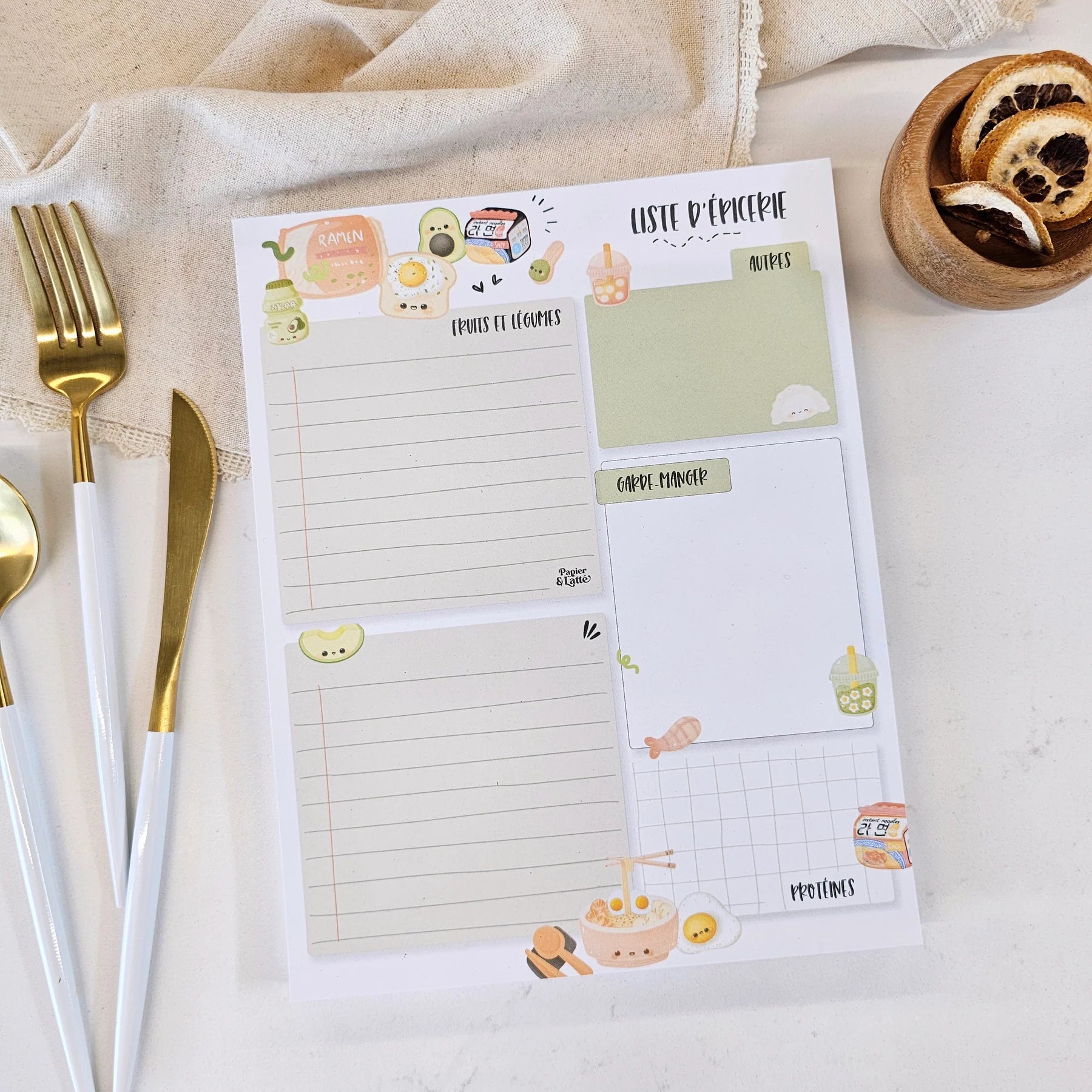 Grand Bloc-Notes Liste D'épicerie Saveur Asiatique