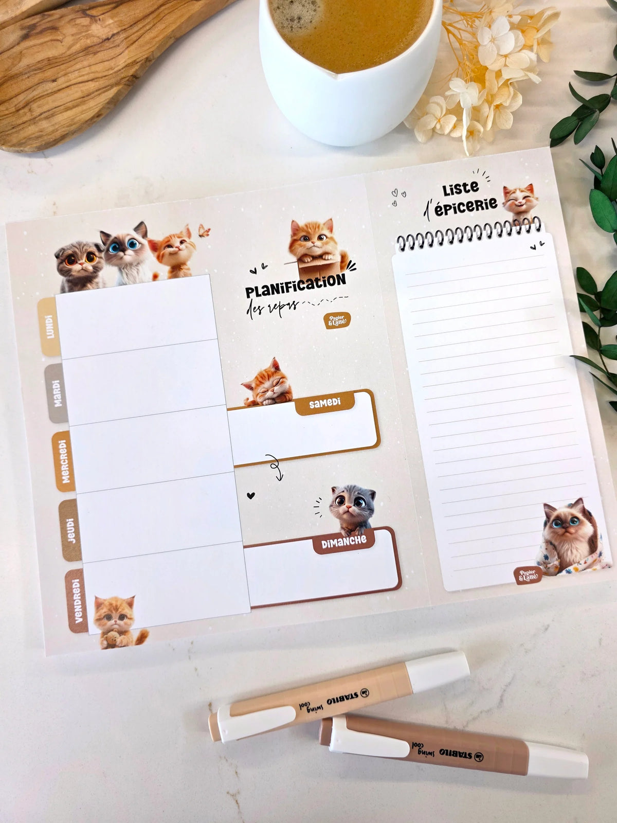 Planificateur De Repas Chatons Adorables