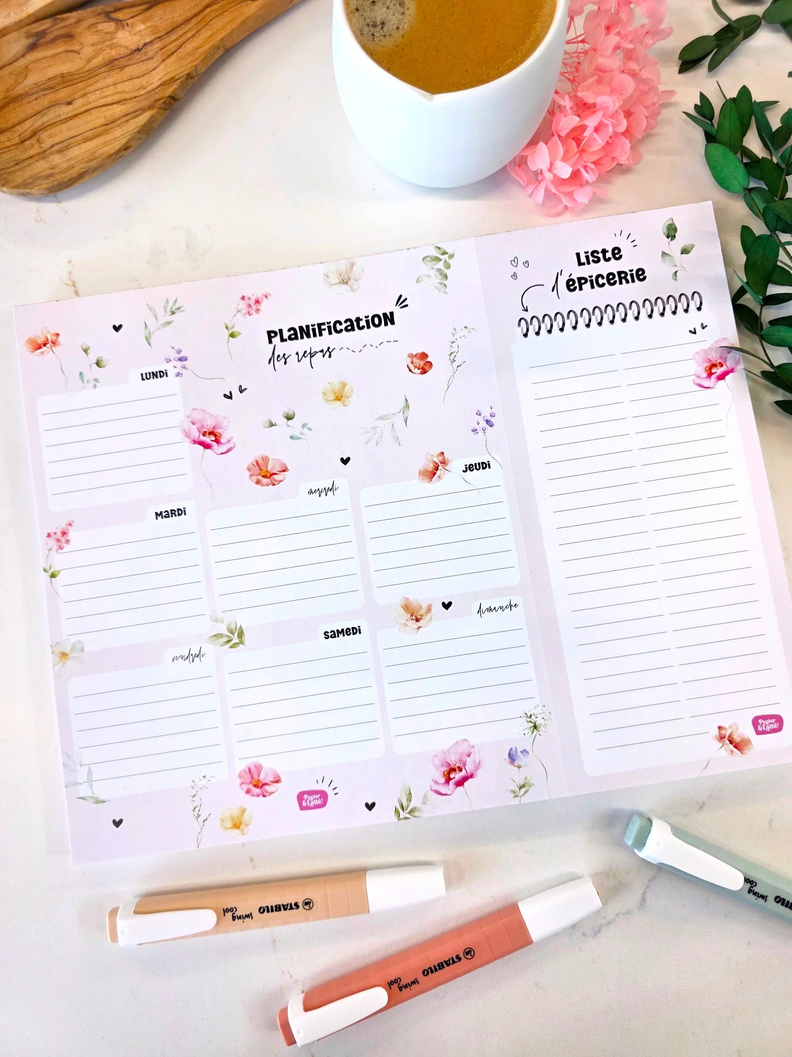 Planificateur De Repas Menu Fleuri