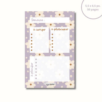 Bloc-Notes Planification Prof Marguerites Lilas