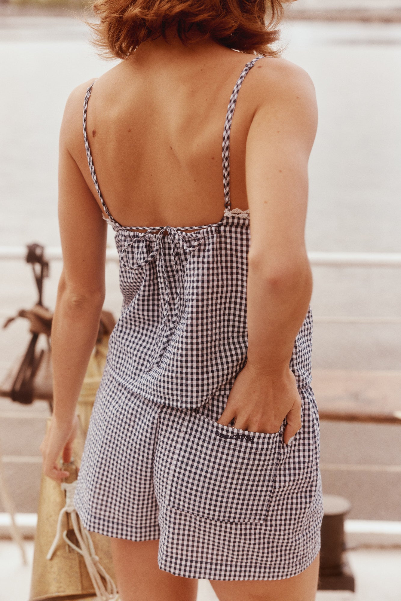 Camisole Triangle Vichy Navy