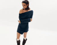 Robe Courte Ajustée Bleu Gris