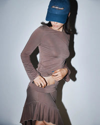 Jupe Midi Asymétrique Brun