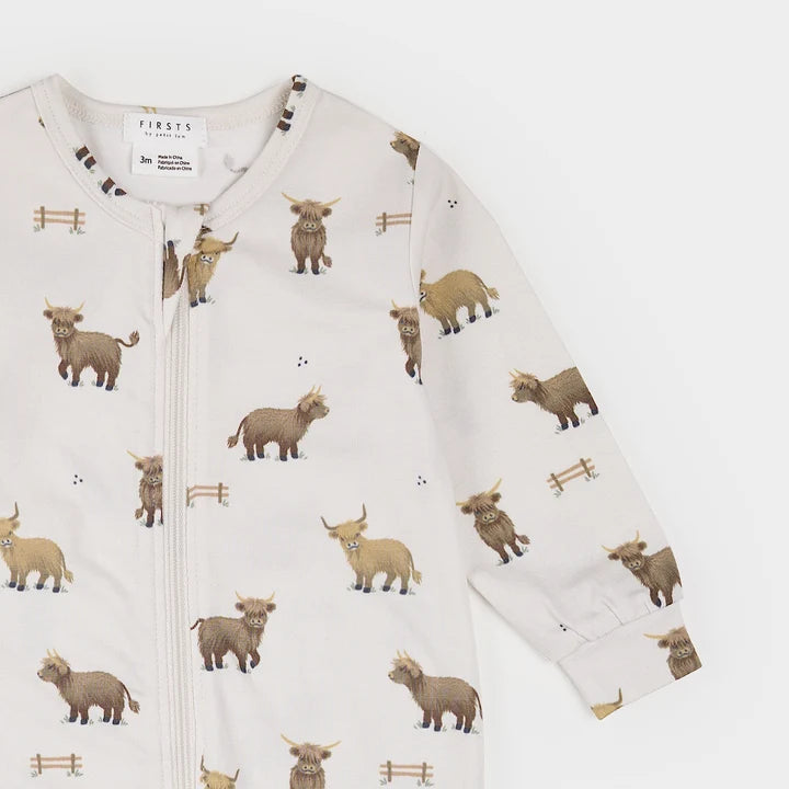 Ensemble Pyjama LunaKnit Crème À Imprimé Vaches Écossaises