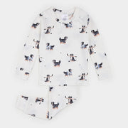 Ensemble Pyjama LunaKnit Blanc Cassé À Imprimé Bouviers Bernois À La Patinoire