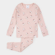 Ensemble Pyjama Côtelé Rose Pâle À Imprimé Patins