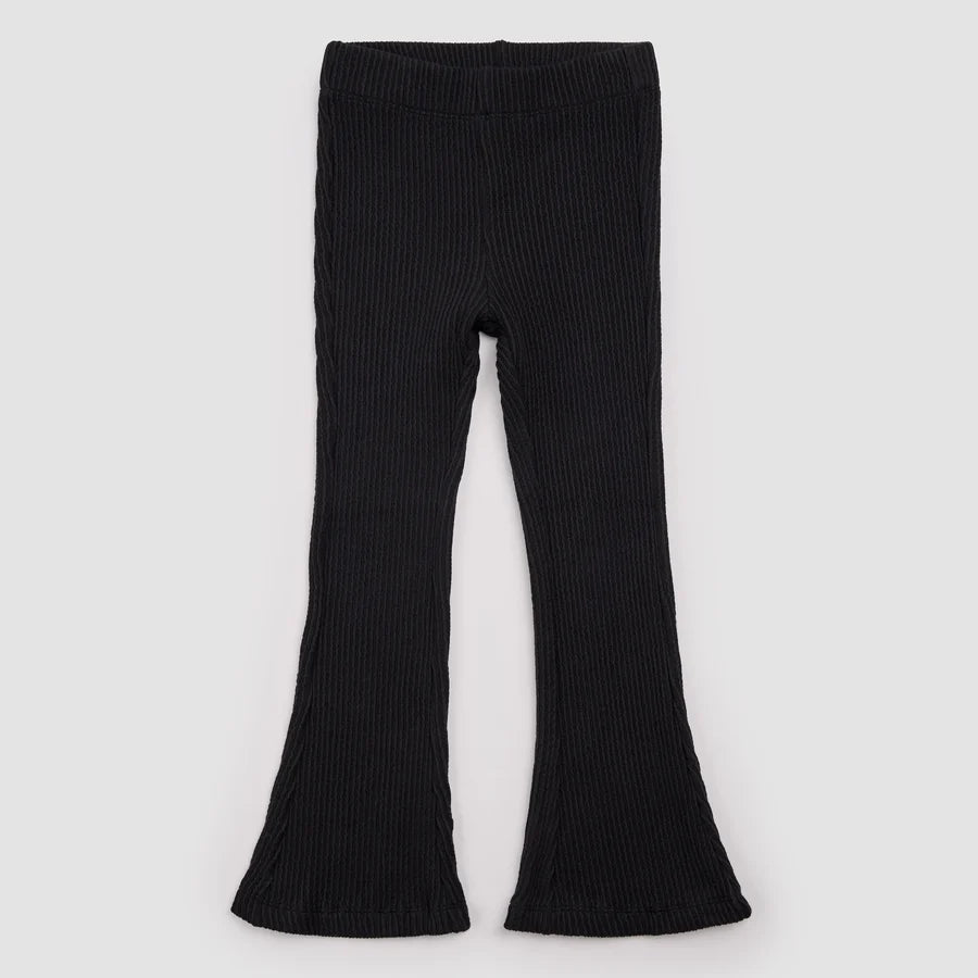 Legging Côtelé Évasé Noir