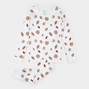 Ensemble Pyjama Blanc Cassé À Imprimé De Feuilles D'automne
