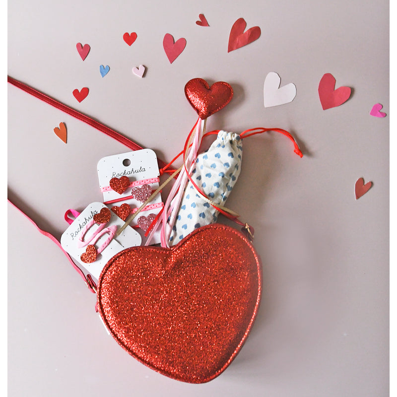 Ensemble Barrettes Love Heart Glitter