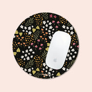 Tapis De Souris Noire Fleuri