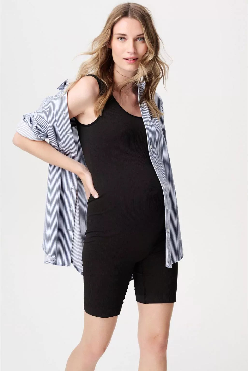 Blouse D'allaitement Arles Blanche Rayée Bleue