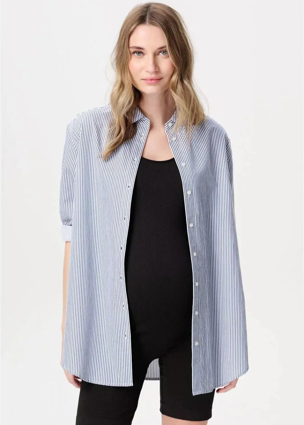 Blouse D'allaitement Arles Blanche Rayée Bleue
