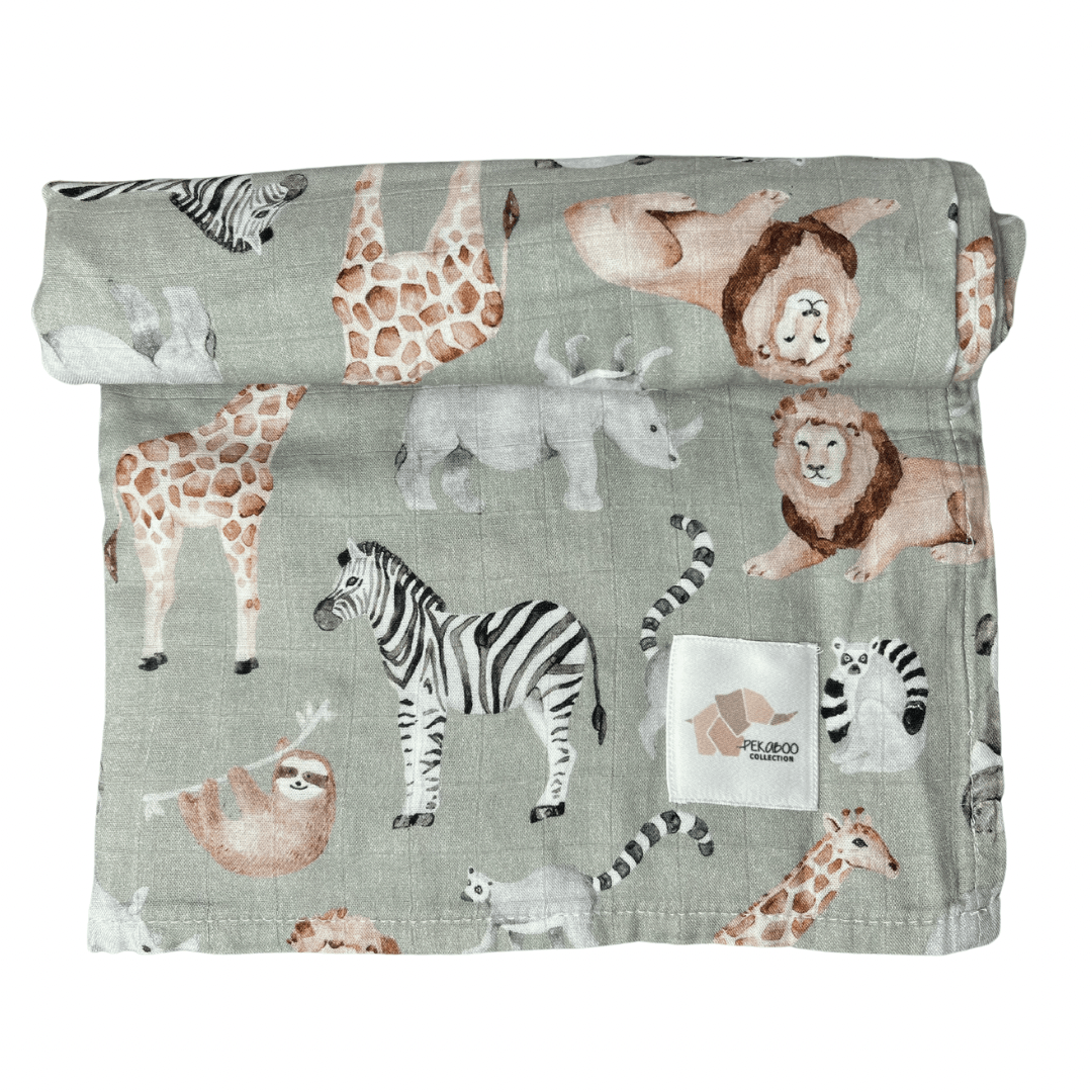 Mousseline Bambou Zoo Sauge