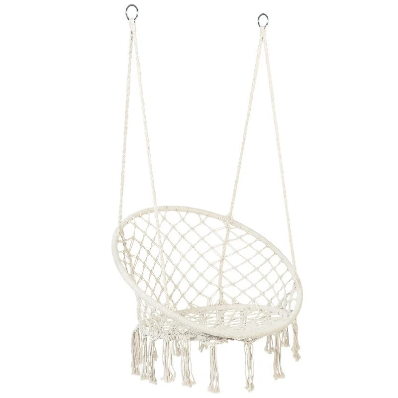 Chaise En Macramé Naturel À Suspension