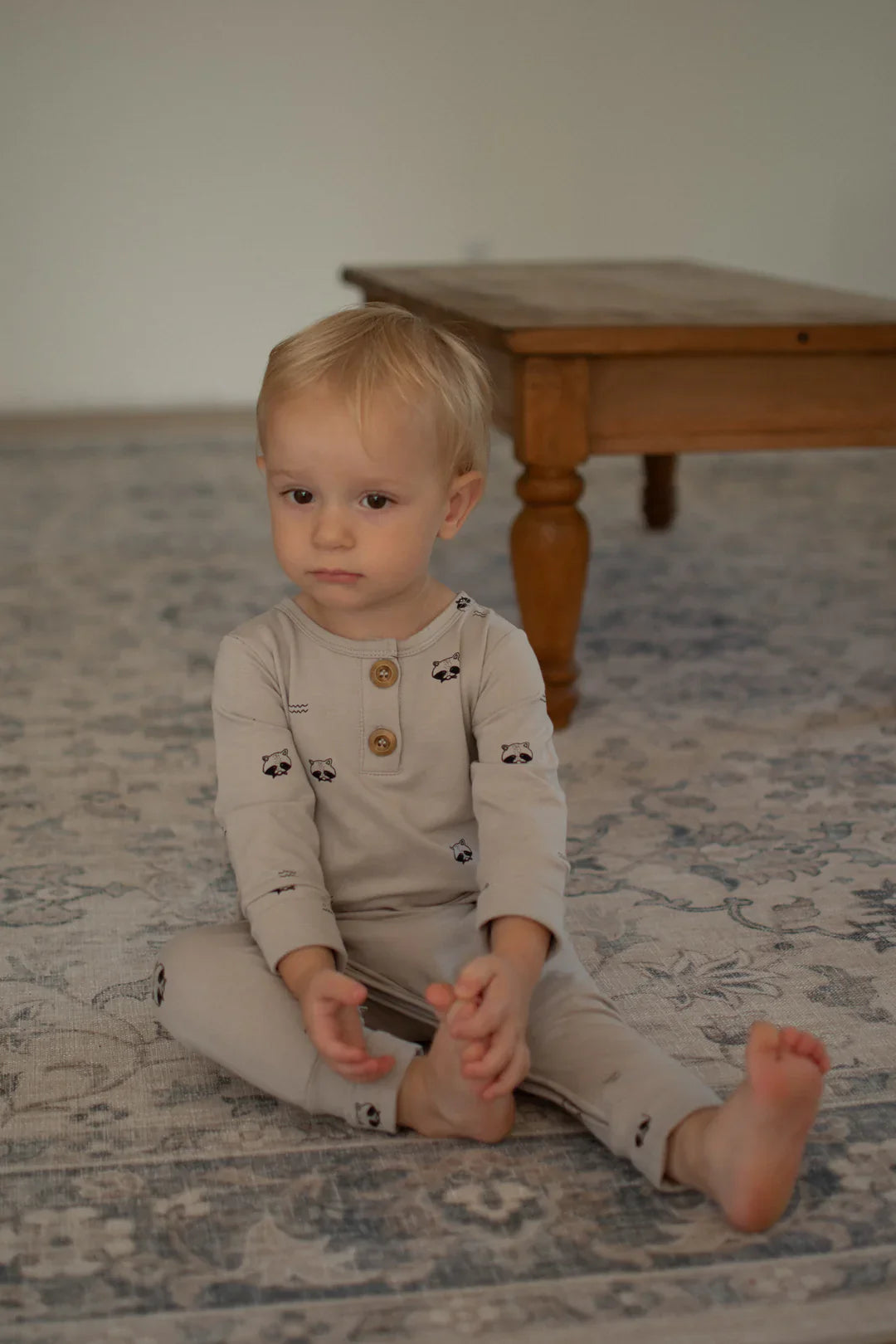 Onesie Évolutif Gris Motif Ratons Laveurs