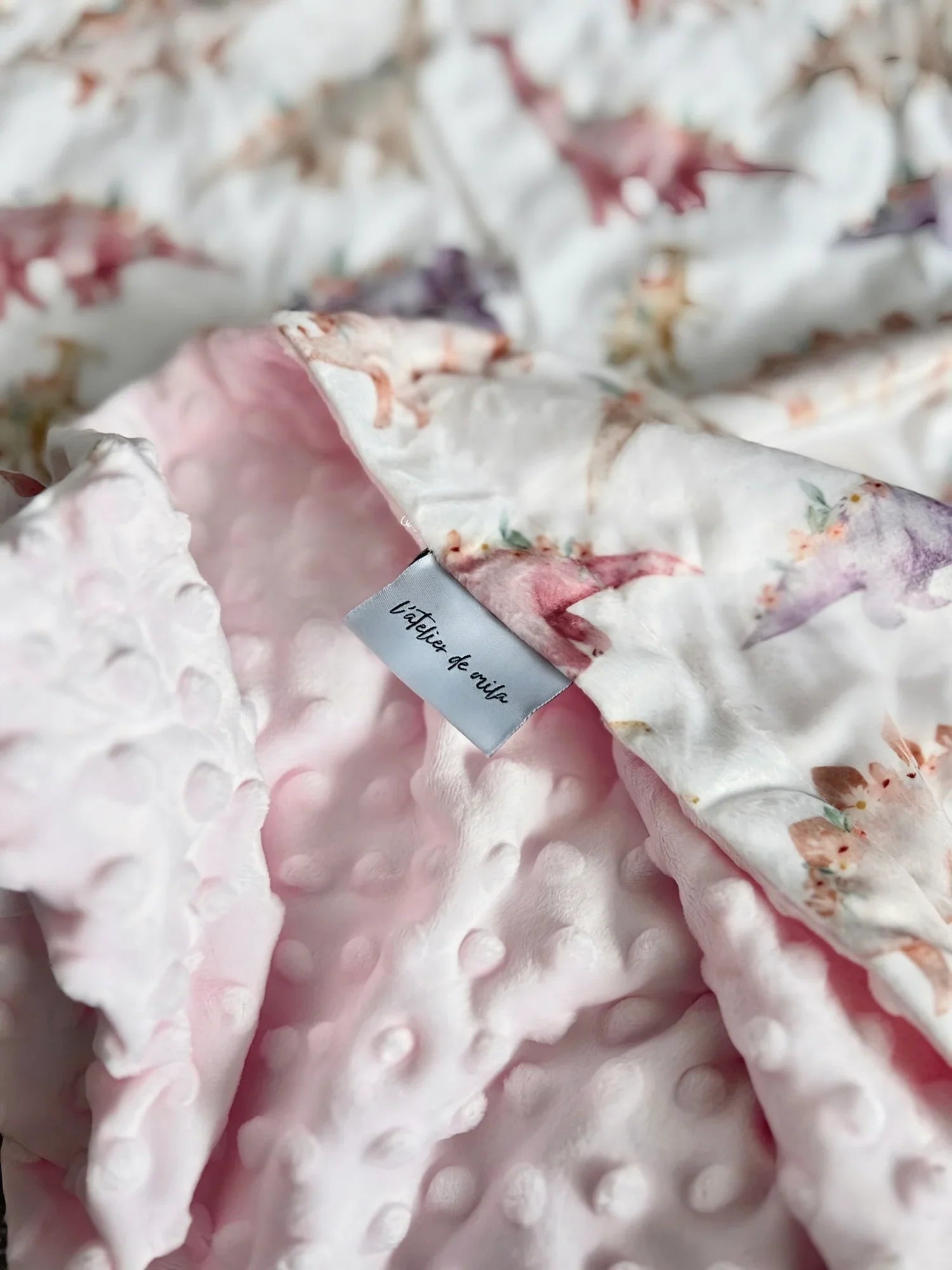 Couverture Minky Dino Rose