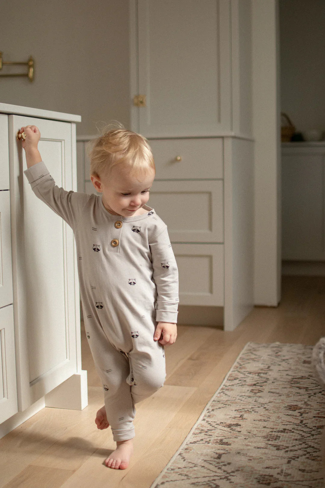 Onesie Évolutif Gris Motif Ratons Laveurs
