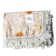 Mousseline Bambou Marguerites Moutarde