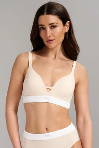 Soutien-Gorge Coton Biologique Côtelé Beige