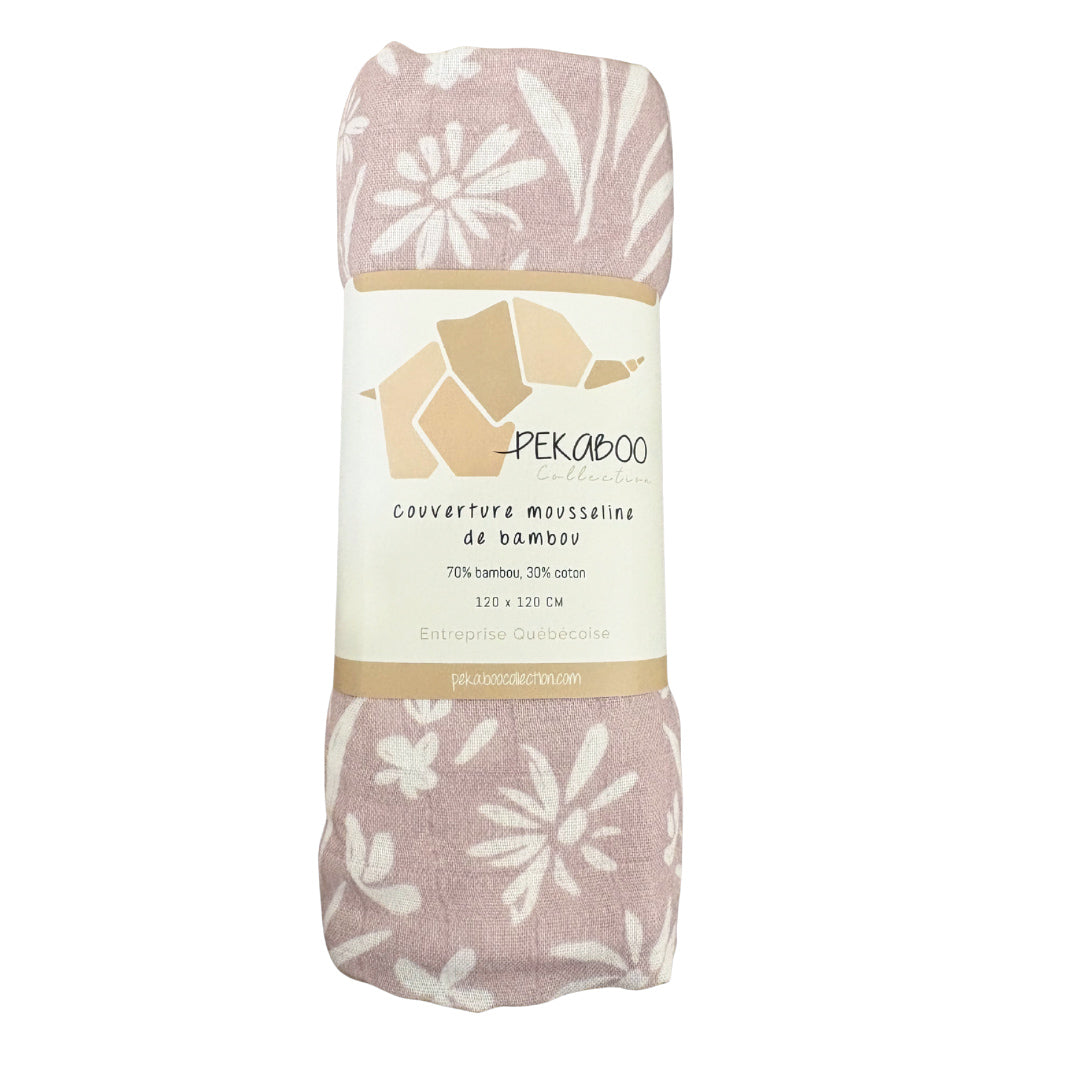 Mousseline Bambou Douce Floraison Vieux Rose