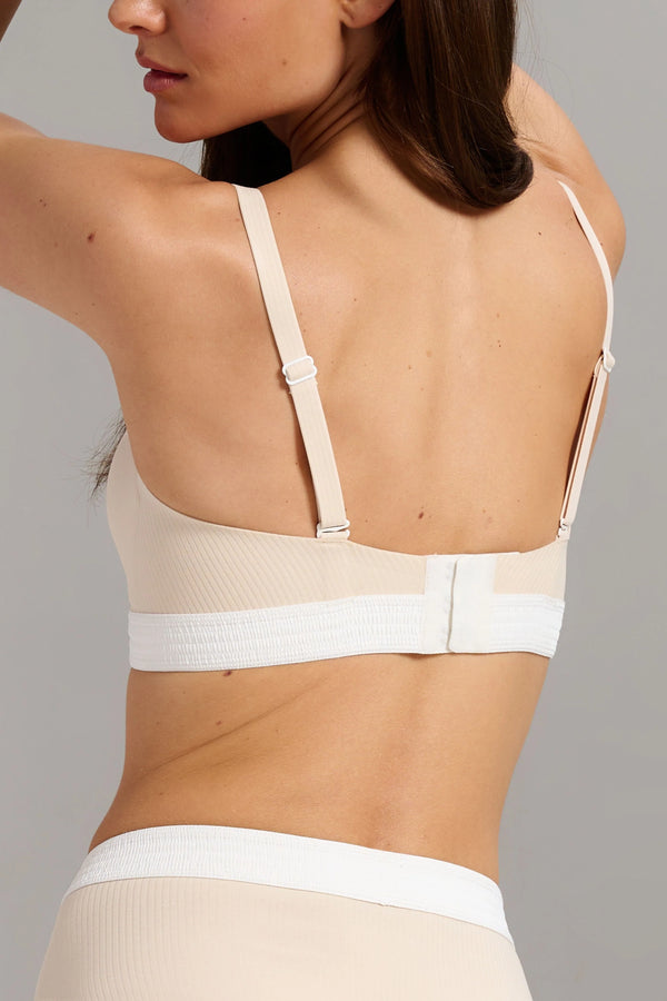 Soutien-Gorge Coton Biologique Côtelé Beige