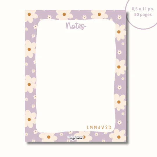 Bloc-Notes Marguerites Lilas