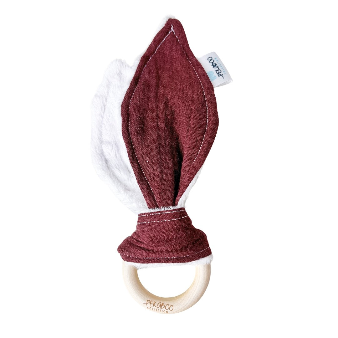 Anneau De Dentition Bois Oreille De Lapin Uni Bourgogne