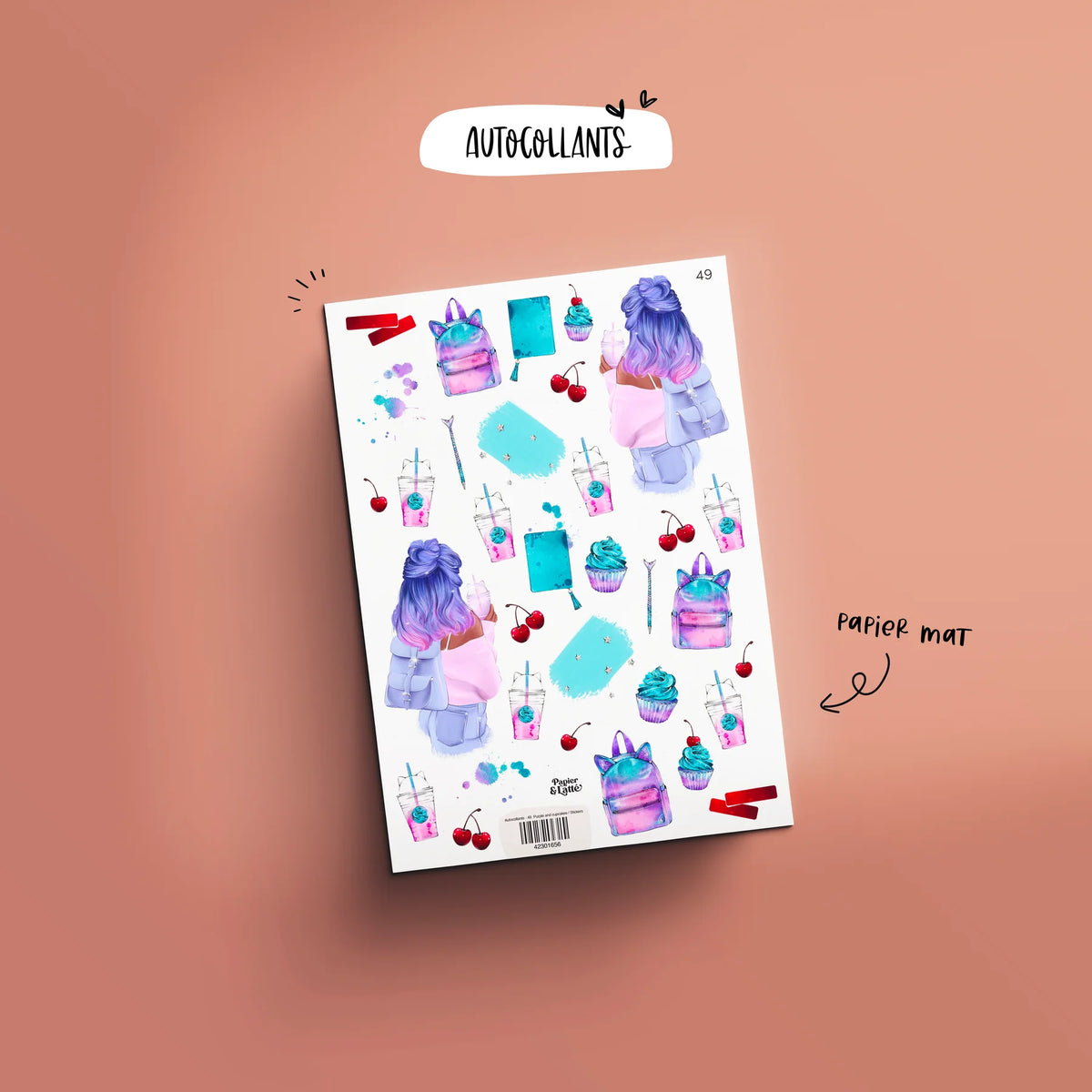 Autocollant 49 Purple And Cupcakes