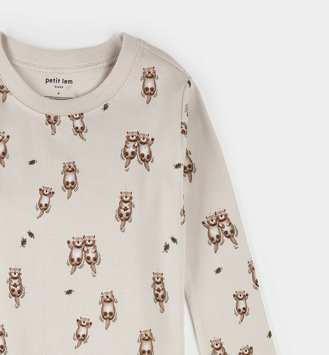 Ensemble Pyjama Crème À Imprimé De Loutres