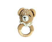 Hochet Bois Et Crochet Ours Beige