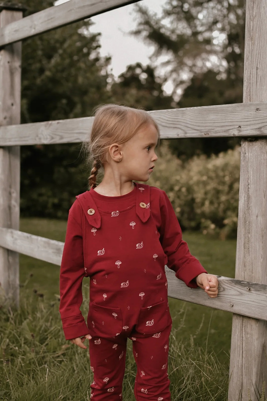 Salopette Rouge Cerise Motifs Escargots