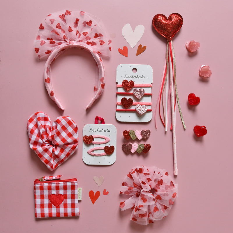 Ensemble Barrettes Love Heart Glitter