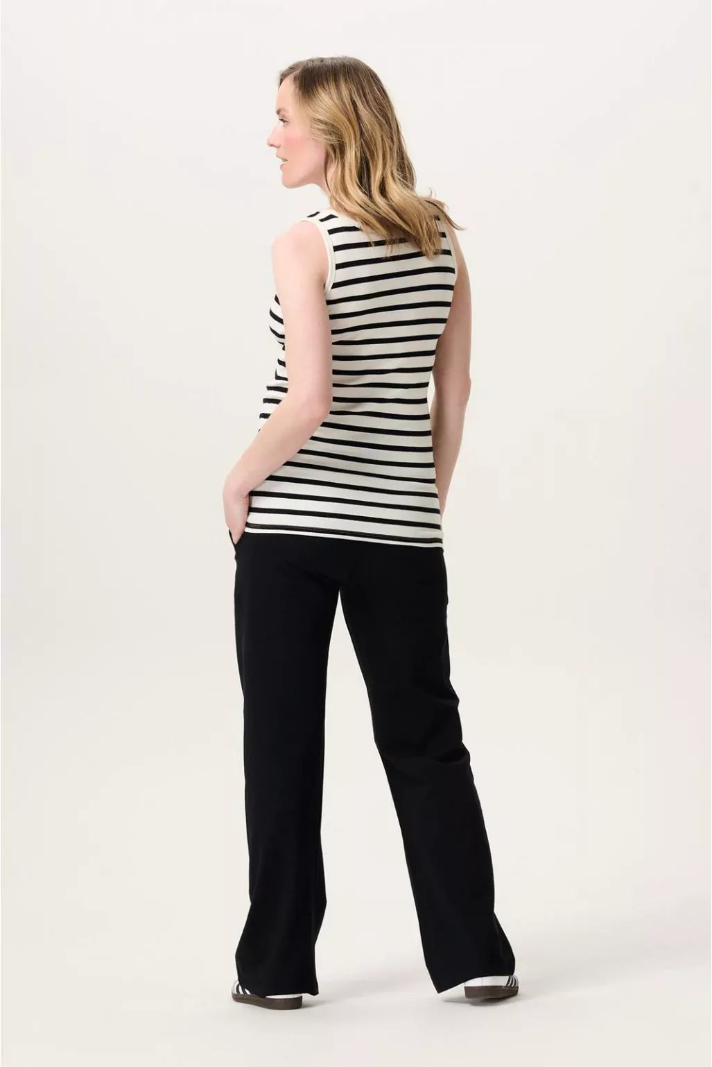 Camisole D'allaitement Jamee Blanche Rayée Noire