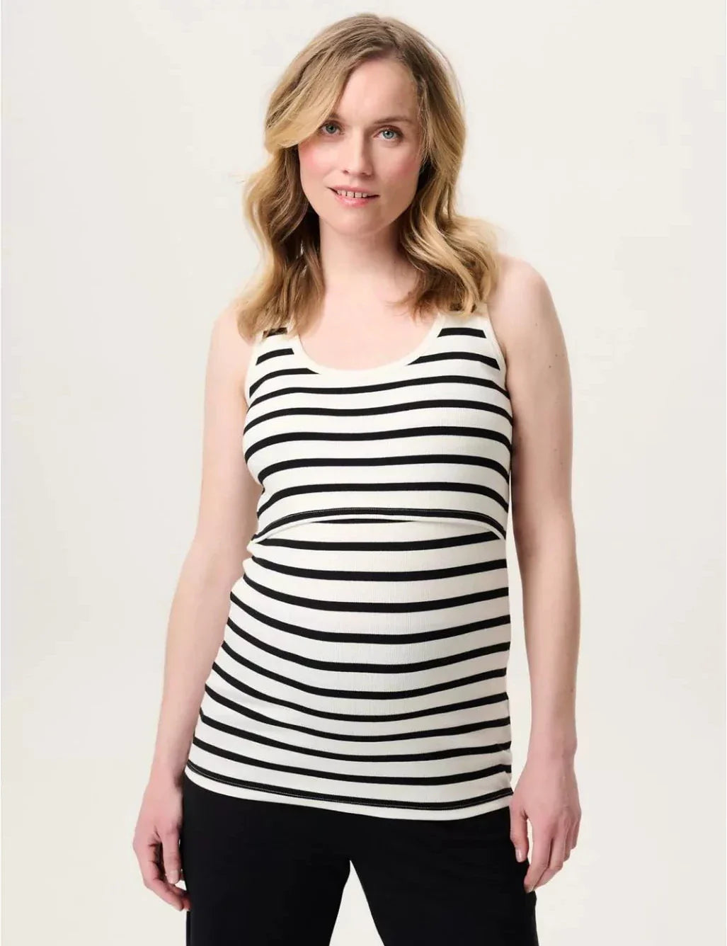 Camisole D'allaitement Jamee Blanche Rayée Noire