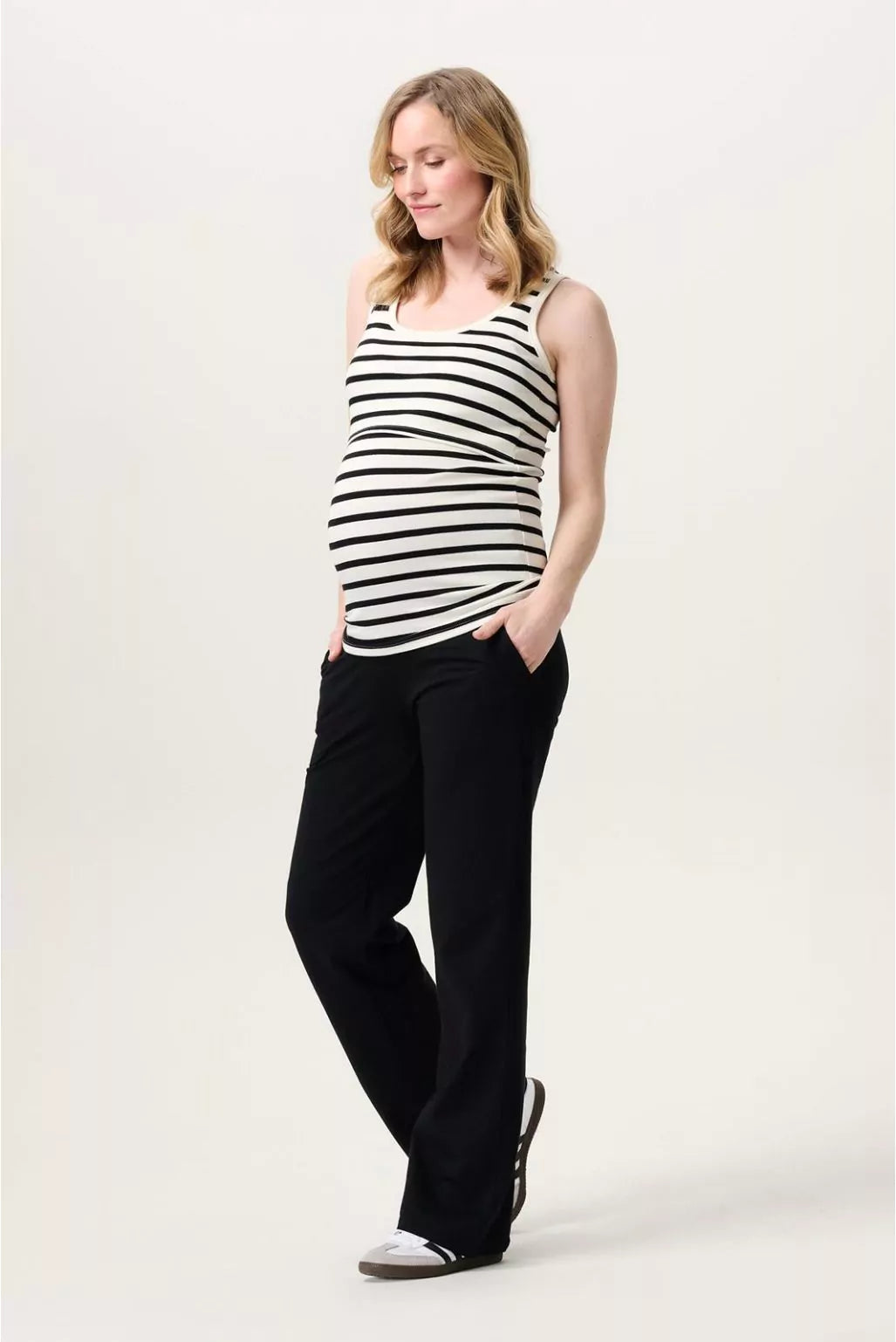 Camisole D'allaitement Jamee Blanche Rayée Noire