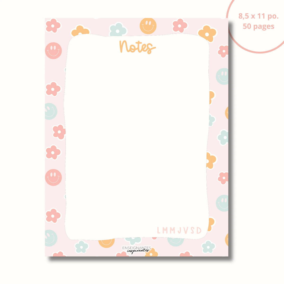 Bloc-Notes Sourires et Fleurs Pastels