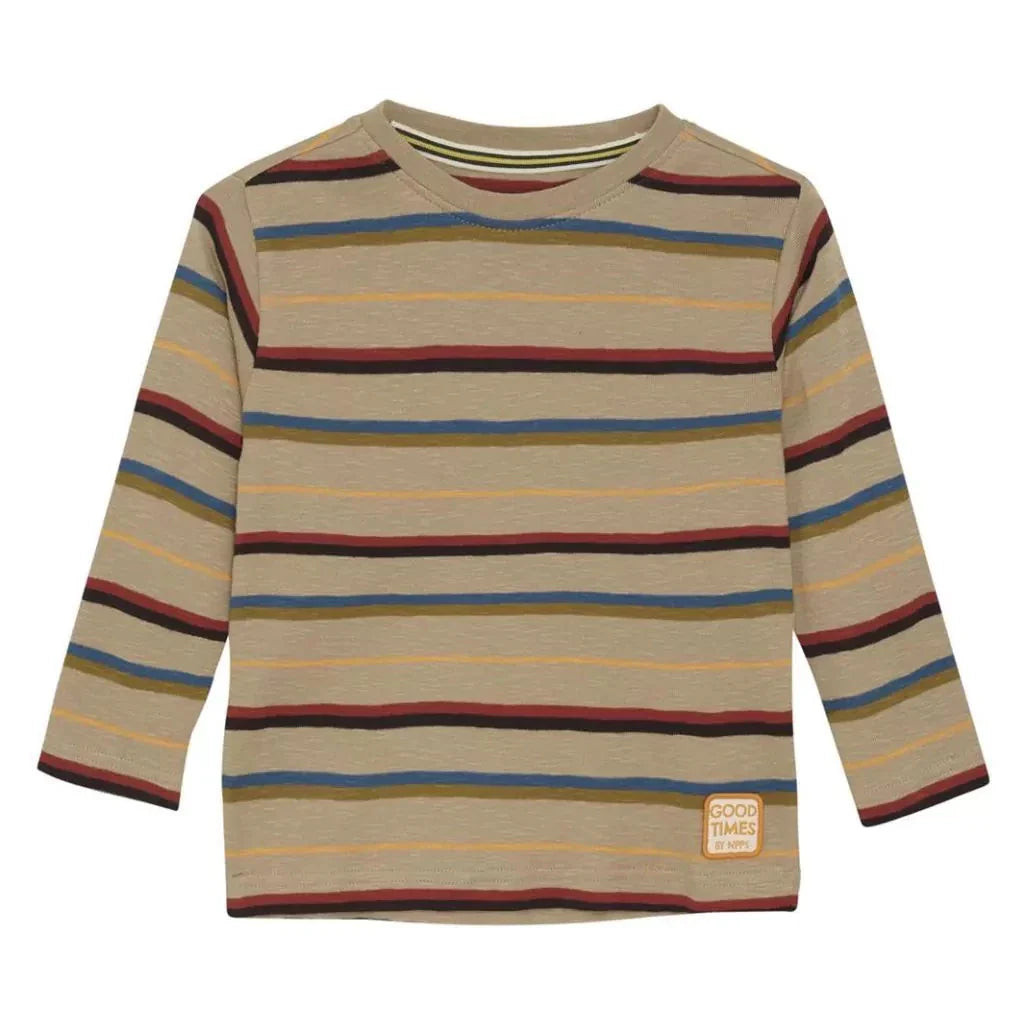 Chandail Manches Longues Ranlo Sand/Nude Rayé